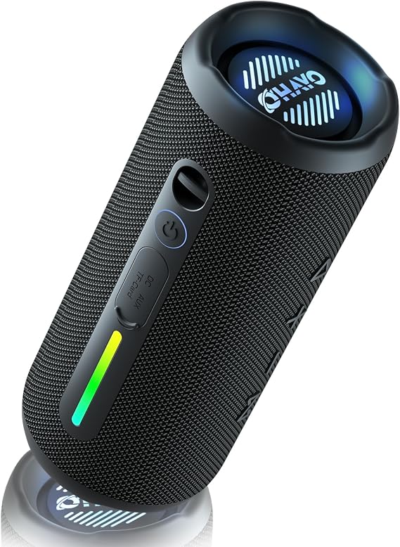 OHAYO Portable Bluetooth Speaker, IPX7 Waterproof, 24W Stereo, LED Lights