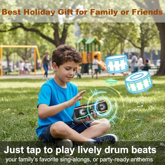 Bluetooth Shower Speaker, IPX7 Waterproof Portable Wireless Speaker, 24H Playtime, LED Lights, TWS Pairing, for Outdoor Party, Beach, Travel, Pool, Gifts, Black