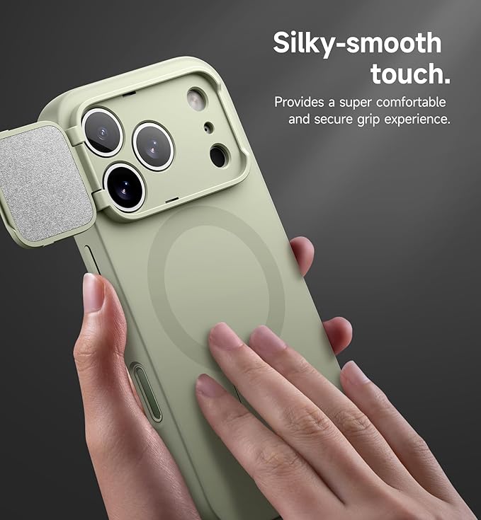 SURITCH for iPhone 17 Pro Max Case with Camera Control Cover, Camera Cover and Adjustable Kickstand, Compatible with MagSafe, Shockproof Bumper Protective Cases 6.9 Inch, Green