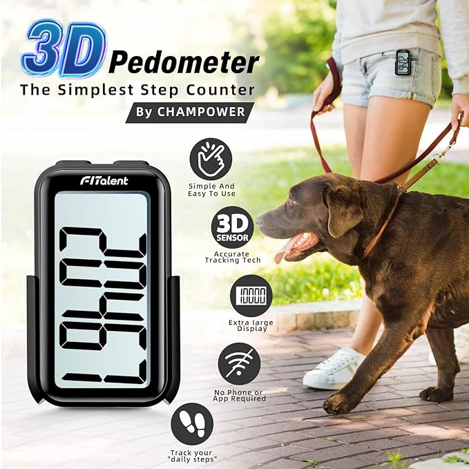 Pedometer for Walking Steps and Miles, 3D Accurately Simple Pedometer, Step Counter for Kids Men Women Seniors, Step Tracker with Clip Lanyard