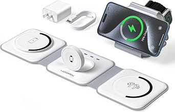 3 in 1 Charging Station for Multple Devices,Foldable 3 in 1 Wireless Charger for Travel,NANO Wireless Charging Station for iPhone17 16 15 14 13 12 Pro Max/Watch 10 9 8 7 6 5 4 3 Ultra/AirPod Pro