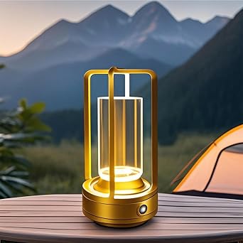 Outdoor Table Lamp, 4000mAh Rechargeable Battery Cordless lamp(Gold)