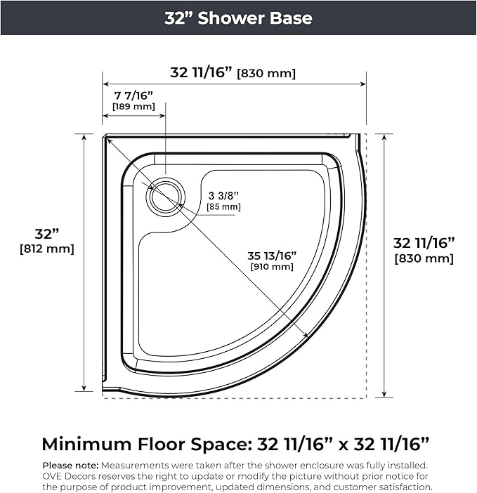 OVE Decors Breeze 32 in. Corner Shower Frosted Sliding Door with Included Base in Chrome Finish
