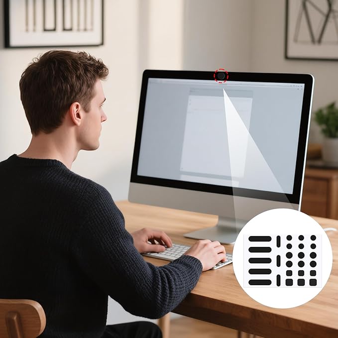 26PCS Universal Webcam Covers Laptop Camera Cover Privacy Protection Accessory - 6 Sizes for Every Size Webcam on Any Device, Great for Privacy - Black