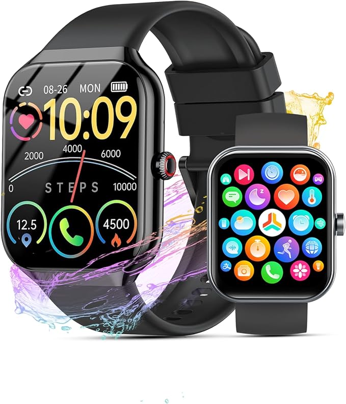 Smart Watch for Men Women(Answer/Make Calls), 2026 New 1.96" HD Smartwatch, Fitness Tracker with 110+ Sport Modes, IP68 Waterproof Pedometer, Heart Rate/Sleep/Step Monitor for Android iOS, Black
