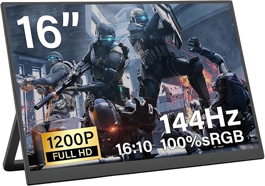 16" 144Hz Portable Gaming Monitor,1920x1200P IPS FHD External Monitor, Dual Speakers USB-C HDMI Second Screen for Laptop PC Mac Phone Xbox PS4/5 Switch - Image 6