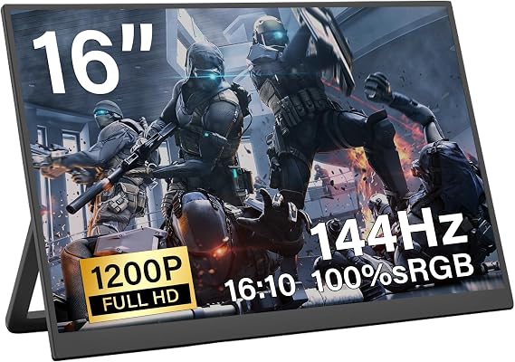 16" 144Hz Portable Gaming Monitor,1920x1200P IPS FHD External Monitor, Dual Speakers USB-C HDMI Second Screen for Laptop PC Mac Phone Xbox PS4/5 Switch - Image 7