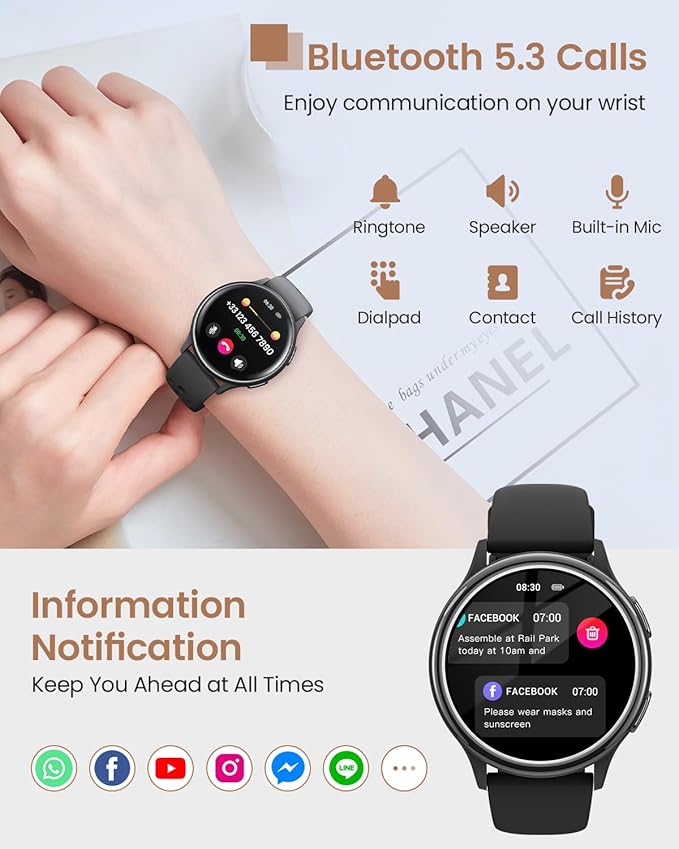Smart Watches for Women & Men(Answer/Make Calls), Activity Smart Watch with 24/7 Heart Rate/Sleep Monitor/400+ Watch Face/70+ Sport Modes/IP68 Waterproof Fitness Tracker Smartwatchfor Android & iPhone