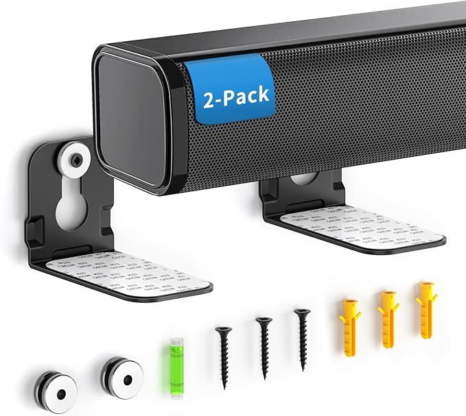 notiela 2 Pack Universal Soundbar Mount Shelf Sound Bar Mounts for Samsung, Sony, LG, Vizio, Bose, Onn and More Soundbar Wall Mount - Sound Bar Mount Under TV
