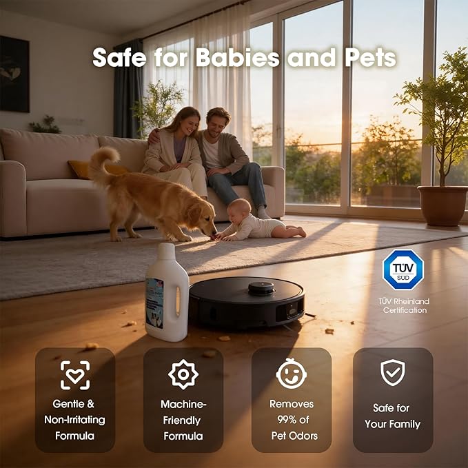 Deep Cleaning & Deodorizing Solution, TÜV Rheinland Certification, Pet Friendly, Compatible with Floor Washers&Robotic Vacuum Cleaners, Ecovacs, Tineco, Roborock, Dreame, Eufy, iRobot