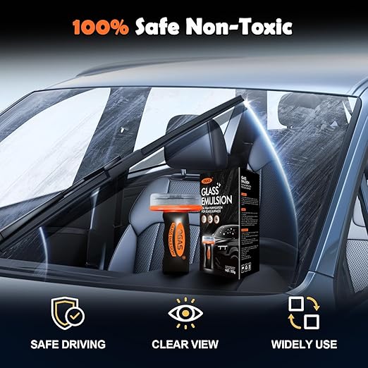 Car Windows & Glass Cleaner Oil Film Remover, Automotive Glass Cleaner for Oil Film, Water Spots & Road Grime, Streak-Free Improves Driving Visibility for Windshields Mirrors Glass