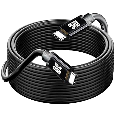 USB C to C Cable 30FT, 4K60HZ GEN2x2(Data usb2.0),USB TYPE C Video Output From USB3.2/ USB4.0 (NOT 100% Fast Charging) & Sync for Xreal MacBook Pro iPad Pro iPhone 15 Pro Galaxy S22 Portable Monitor