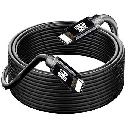 USB C to C Cable 30FT, 4K60HZ GEN2x2(Data usb2.0),USB TYPE C Video Output From USB3.2/ USB4.0 (NOT 100% Fast Charging) & Sync for Xreal MacBook Pro iPad Pro iPhone 15 Pro Galaxy S22 Portable Monitor