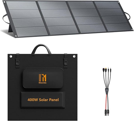 400 Watt Portable Solar Panel IP68 Waterproof ETFE 41V MC4 Output Solar Panels Foldable for Power Stations Solar Generator Camping Off-Grid RV Emergency Backup Hurricane