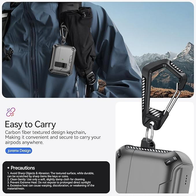 for AirPods Pro 3 Case (2025) with Phone Stand,（with Automatic Snap Switch） Carbon Fiber Design Protection Cover with Cleaning Pen,Gray