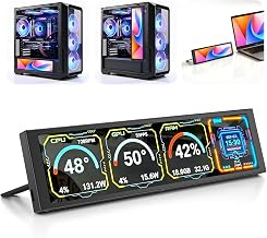 MT-VIKI 9.2 Inch IPS PC Secondary Screen, 1920×462 Computer Hardware Monitor & Real-Time Temperature Display for Windows 7 64-Bit or above, USB-C/4 to 9 Pin CPU GPU RAM Data Monitor, NOT for Mac/Linux - Image 1