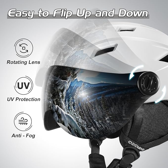 Odoland Ski Helmet with 2-in-1 Visor Goggles, Light Weight Snowboard Helmet for Men Women, Snow Sport Helmets for Skiing, Skating, Snowboarding