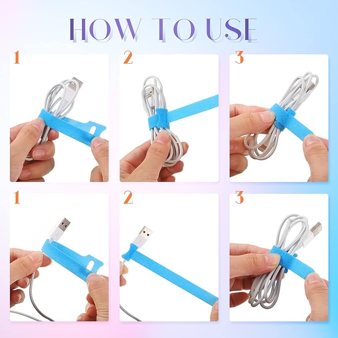 TaoBary 48 Pcs Multicolor Cable Labels and Reusable Fastening Cable Ties Sets, 24 Pack Cord Labels Wire Labels 24 Pcs Fastening Cable Ties Cord Organizer for Cord Management Home Supplies Office