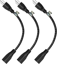 Short Extension Cord 1 Ft 12 Inches, 16AWG 3 Prong Male to Female Outlet Saver- Short Indoor and Outdoor Extension Cord- Power Extension Cord Black- Small Heavy Duty Extension Cable- Luxury Office