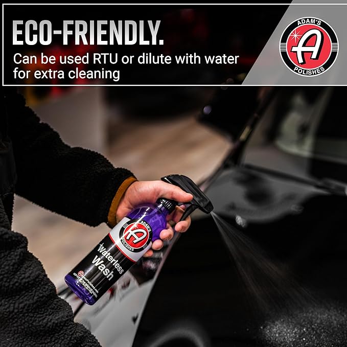 Adam's Polishes Waterless Wash - Car Cleaning Spray for Detailing | Safe Ultra Slick Lubricating Formula for Car, Boat, Motorcycle, RV | No Garden Hose, Wash Soap, or Foam Cannon Needed - Pack of 2