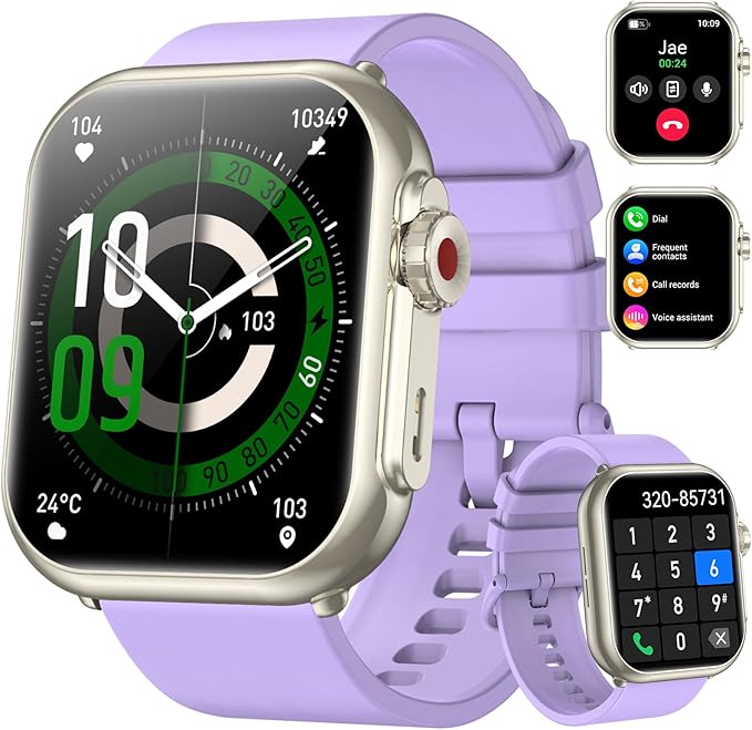 Smart Watch for Men Women, 1.85" HD Fitness Tracker (Answer/Make Call), 1000 mAh Battery, 120+ Sport Modes, 24/7 Heart Rate/Sleep Monitor Fitness Watch, IP68 Waterproof, Smartwatch (Purple)