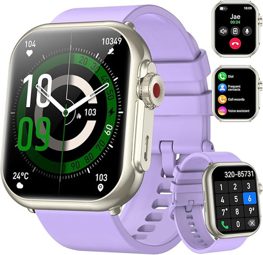 Smart Watch for Men Women, 1.85" HD Fitness Tracker (Answer/Make Call), 1000 mAh Battery, 120+ Sport Modes, 24/7 Heart Rate/Sleep Monitor Fitness Watch, IP68 Waterproof, Smartwatch (Purple)