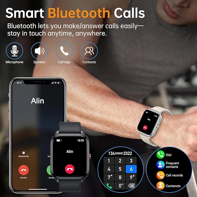 Smart Watch for Men Women, Fitness Tracker (Answer/Make Call), 1000 mAh Battery, 120+ Sport Modes, Step Counter/Sleep Monitor Fitness Watch, Smartwatch for Android/iPhone (Black)