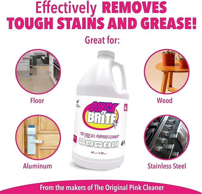 Quick 'n Brite Liquid Cleaner, True All Purpose Cleaner, 64 oz Cleaning Concentrate