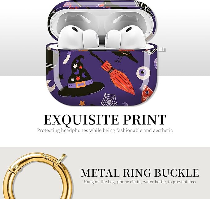 Case for AirPod Pro 3 Shock-Proof Protective Hard Case with Golden Keychain Compatible with Apple Airpods Pro 3rd Generation 2025 (Magic Boho Purple)
