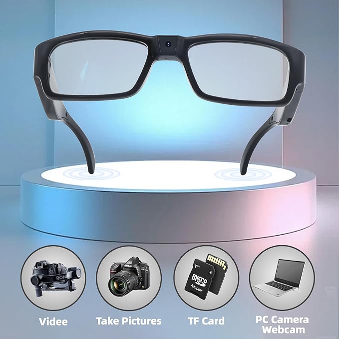 Camera Glasses HD 1080P Video Glasses Smart Glasses Outdoor Sport Action Glasses Camera for Cycling, Driving, Hunting, Hiking, Fishing