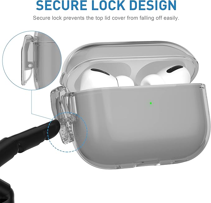 Valkit Compatible Airpods Pro 2 Case Clear with Lock, Shockproof AirPods Pro 2nd/1st Generation Case Soft Transparent Protective Cover with Lanyard iPods Pro 2 Skin for Airpods Pro 2nd/1st Gen