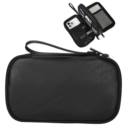 Travel Cable Organizer Bag for Cord, Charger, Phone, Earbuds, Black, Small