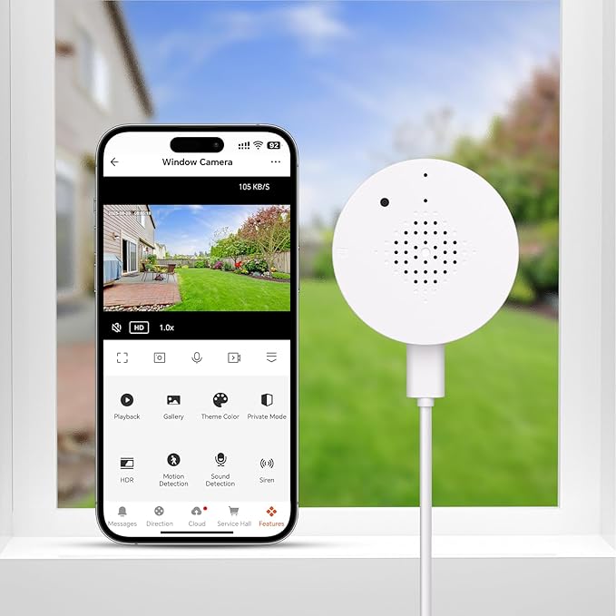 2K Window Camera for Home Security with Full Color Night Vision, 2.4GHz WiFi Indoor Security Cameras, Human & Motion Detection, 24/7 Monitoring, 2-Way Talk, Easy Install