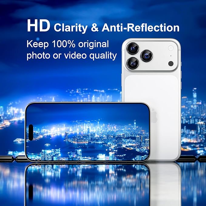 Misea Compatible for iPhone 17 Pro/iPhone 17 Pro Max Camera Lens Protector, Ultra-HD Tempered Glass Camera Cover Screen Protector Metal Individual Ring Protector Decoration Accessories, Black