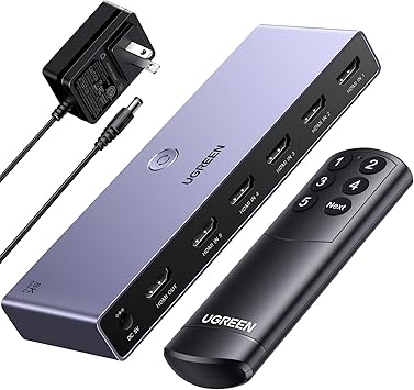 UGREEN 8K@60Hz HDMI Switch 5 in 1 Out, Aluminum, HDR10+, with Remote