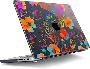 Tuiklol for MacBook Pro 14 Inch Case 2025-2021 Release M5 A3434 /M4 A3112 A3401 A3185/M3 A2918 A2992/M2 A2779/M1 A2442 Pro/Max,Hard Shell Case with Screen Protector for Touch ID, Color Flower Black