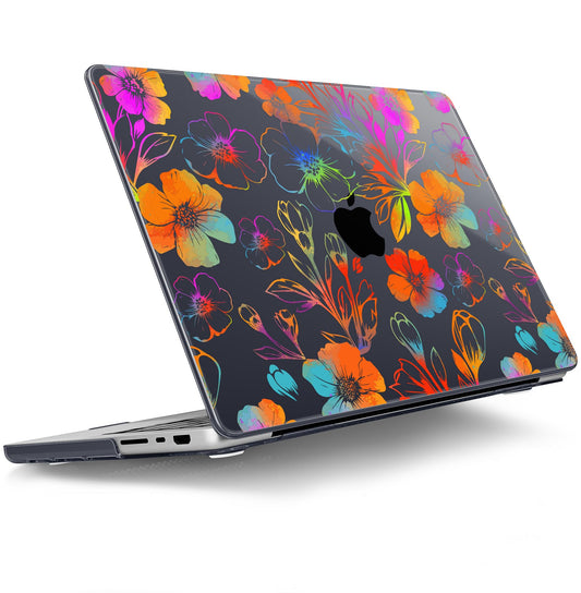 Tuiklol for MacBook Pro 14 Inch Case 2025-2021 Release M5 A3434 /M4 A3112 A3401 A3185/M3 A2918 A2992/M2 A2779/M1 A2442 Pro/Max,Hard Shell Case with Screen Protector for Touch ID, Color Flower Black