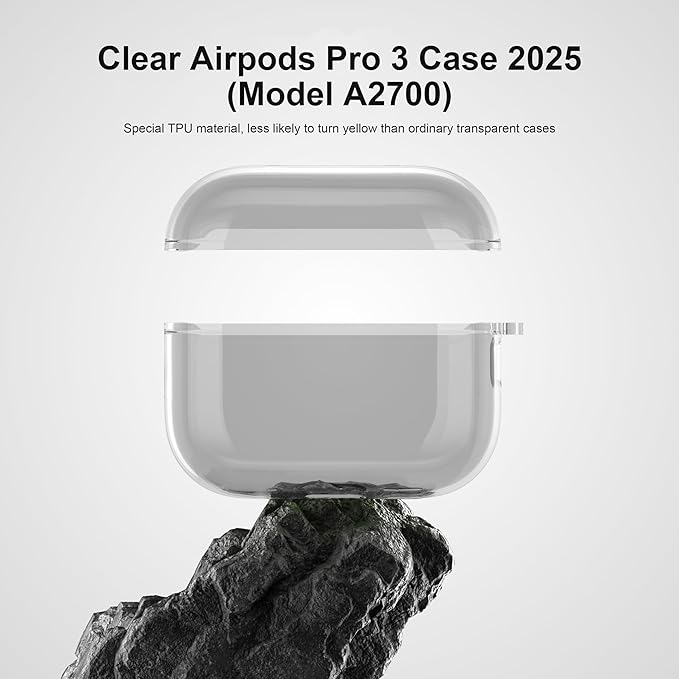 Valkit for Airpods Pro 3 Case Clear with Cleaner Kit | Soft TPU Airpods Pro 3 Generation Case | Protective Cover Shockproof | iPods Pro 3 Cases | for Air pods Pro Gen 3 2025(Clear Black)