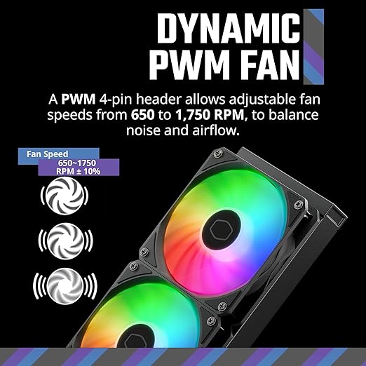 Cooler Master 240 Core II Liquid CPU AIO Cooler ??240mm Radiator, Dual ARGB PWM Fans, Infinity Mirror Dual-Chamber Pump, Quiet Cooling & Easy Installation, AMD AM5/AM4 & Intel LGA 1851/1700, Black