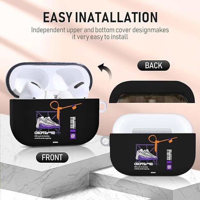 for Airpods Pro Case, Cute Cool Sports Purple Shoe Pattern TPU Soft Cases for Airpods Pro Case 1st Gen, Shockproof for Airpods Pro 2019 Case Men Women with Cleaner Kit & Keychain