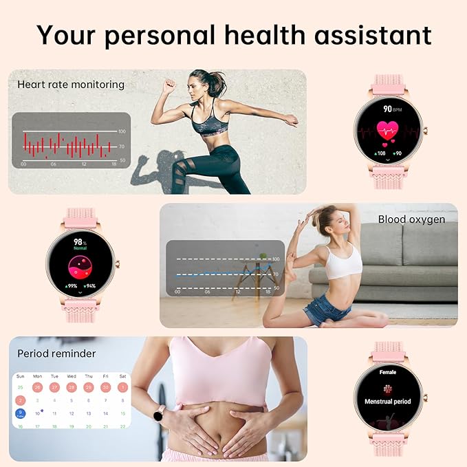 Smart Watch for Women, 1.27'' Touchscreen Activity Trackers with Heart Rate/Sleep Monitor, Make/Answer Calls, 130+ Sport Modes IP68 Waterproof Fitness Watch Smartwatch for iPhone/Samsung/Android