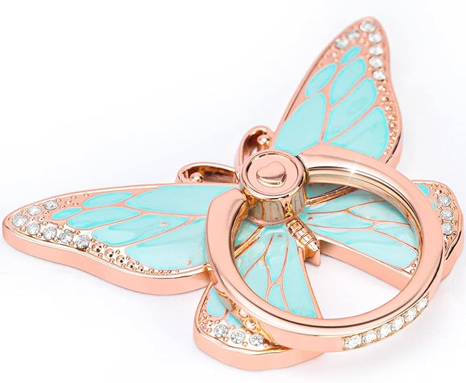 Butterfly Cell Phone Ring Grip Holder, 360 Degrees Rotation Phone Ring Grip Stand, Metal Finger Kickstand Compatible with iPhone, Samsung Galaxy, Android Phone