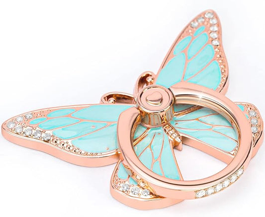 Butterfly Cell Phone Ring Grip Holder, 360 Degrees Rotation Phone Ring Grip Stand, Metal Finger Kickstand Compatible with iPhone, Samsung Galaxy, Android Phone