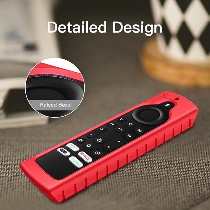 Fintie Silicone Case for Fire TV Stick 4K Max (2nd Gen)/Toshiba/Insignia/Pioneer/2-Series/4-Series/Omni Fire TV Remote - Anti Slip Shockproof Cover for Alexa Voice Remote Enhanced, Red