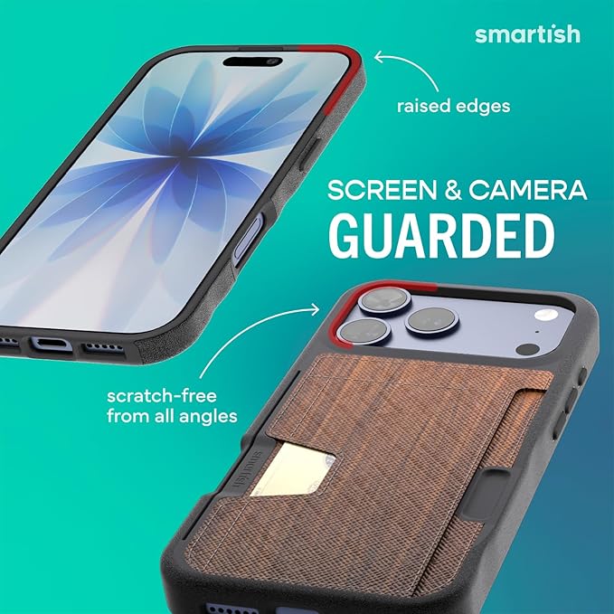 Smartish® iPhone 17 Pro Max Wallet Case - Wallet Slayer Vol. 2 [Slim + Protective] Credit Card Holder w/Kickstand - Drop Tested Hidden Card Slot Cover for Apple iPhone 17 Pro Max - Walnut Woods