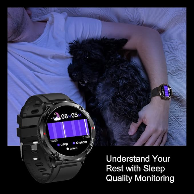 Smart Watch for Men, Bluetooth Call, Waterproof Fitness Tracker, Heart Rate/Sleep Monitor, 22 Sports Modes