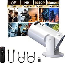 Mini projector, with wired screen sync 4K 1080P portable projector 180° rotation. 17-130" screen video projector. Compatible with smartphones, laptops. - Image 1