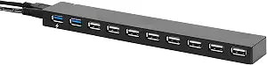 Amazon Basics USB 3.0 10-Port Hub with AC Adapter, 5Gbps Faster Data Transfer for Multiple Devices, Black