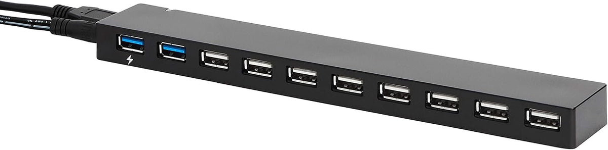 Amazon Basics USB 3.0 10-Port Hub with AC Adapter, 5Gbps Faster Data Transfer for Multiple Devices, Black