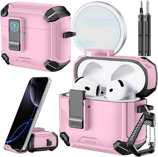 Inesore Compatible with AirPods 4th Case with Phone Stand & Cleaning Kit,Compatible with Magsafe,Magnetic Automatic Lock for Airpods 4 with Active Noise Cancellation Charging Cover (2024)